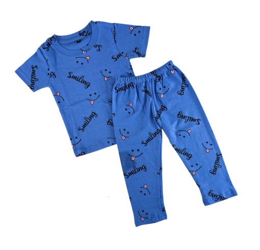 Happy Blue Smiley Co-ord Pants Set