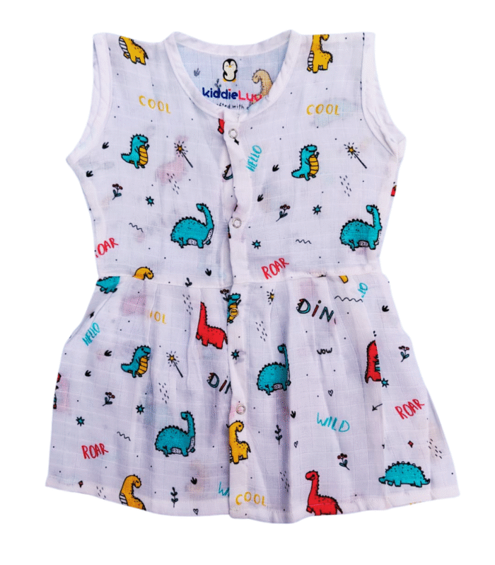 Cute Dino World Muslin Frock