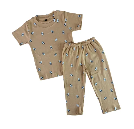 Honey Beige Panda Co-ord Pants Set