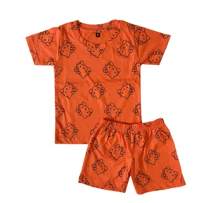 Orange Teddy Face Co-ord Shorts