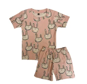 Peach Bunny Face Co-ord Shorts