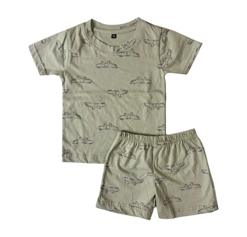 Beige Croco Sketch Co-ord Shorts