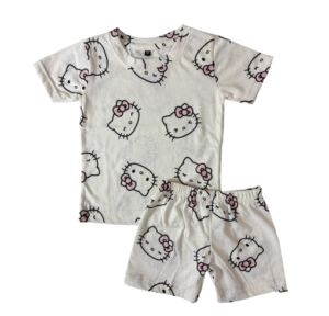 White Cute Kitty Co-ord Shorts