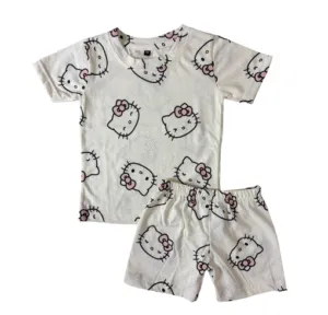White Cute Kitty Co-ord Shorts