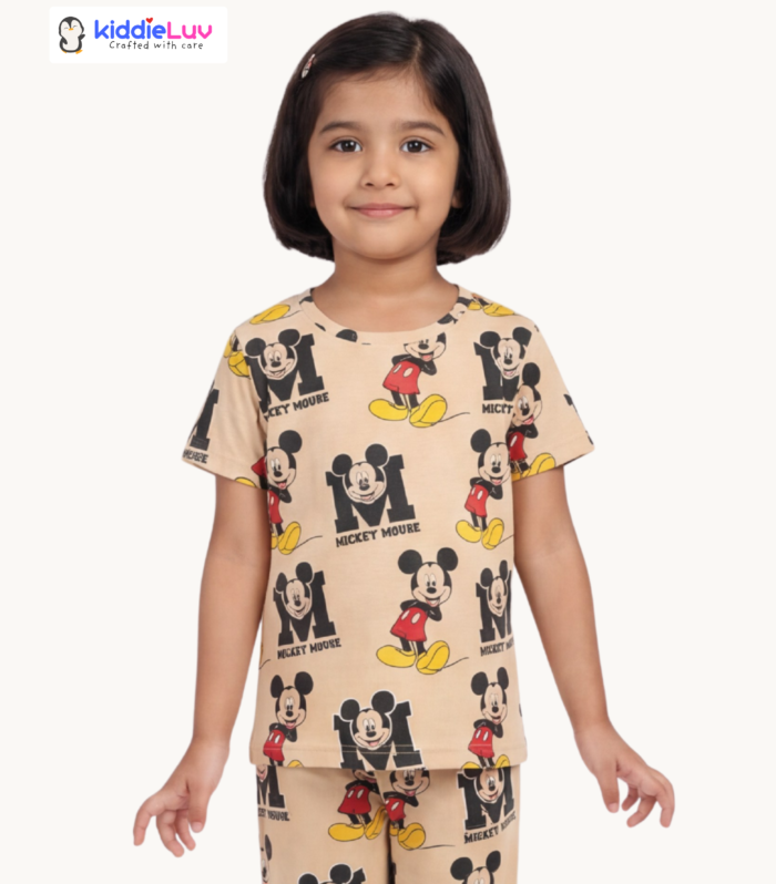 Co-ord Pants set - Beige Micky Mouse